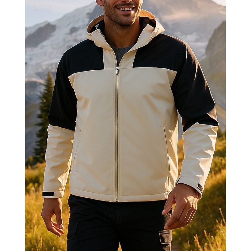 Men's Hiking Jacket Sport Jacket rain coat Outdoor Waterproof Breathable Quick Dry Lightweight Hiking Outfits Hiking Clothes Spring Autumn / Fall Jacket Tennis Golf Running Patchwork White Pink Red3