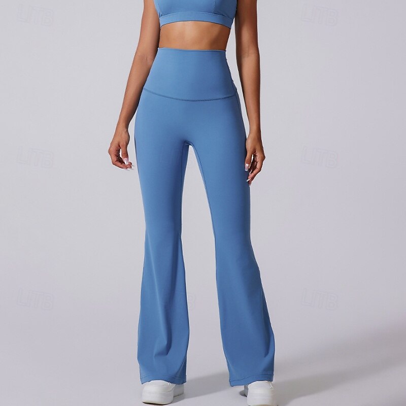 Women's pilates leggings fitness pants sport pants Flared Lightweight Pilates Running Fitness Pants Solid Color Yan pink Black Blue Fall Winter Sports Activewear Micro-elastic3