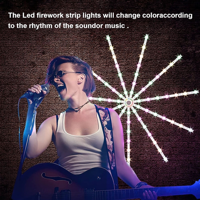 Smart Firework Led Lights USB Powered Room Decor, Color Changing Fireworks Led Lights for Bedroom with Launch Burst Effect, RGB Led Strip Lights Remote App Control for Halloween3