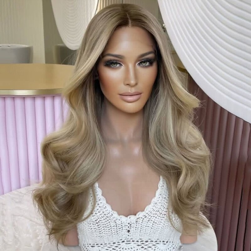 Brazilian Remy Human Hair 5x5 Closure Glueless Wigs Wavy 13x4 Lace Front Wig  Wavy Blonde Highlighted Human Hair Wig with Baby Hair2