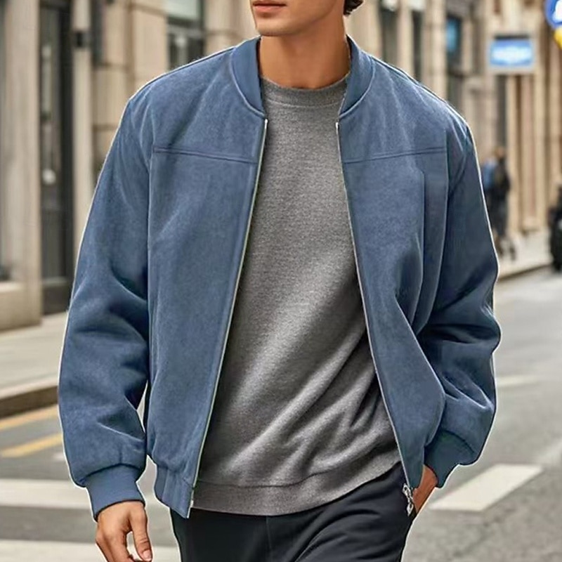 Men's Lightweight Jacket Casual Jacket Vacation Daily Wearproof Pocket Summer Spring Plain Fashion Classic Stand Collar Regular Black Blue Camel Army Green Dark Blue Jacket2