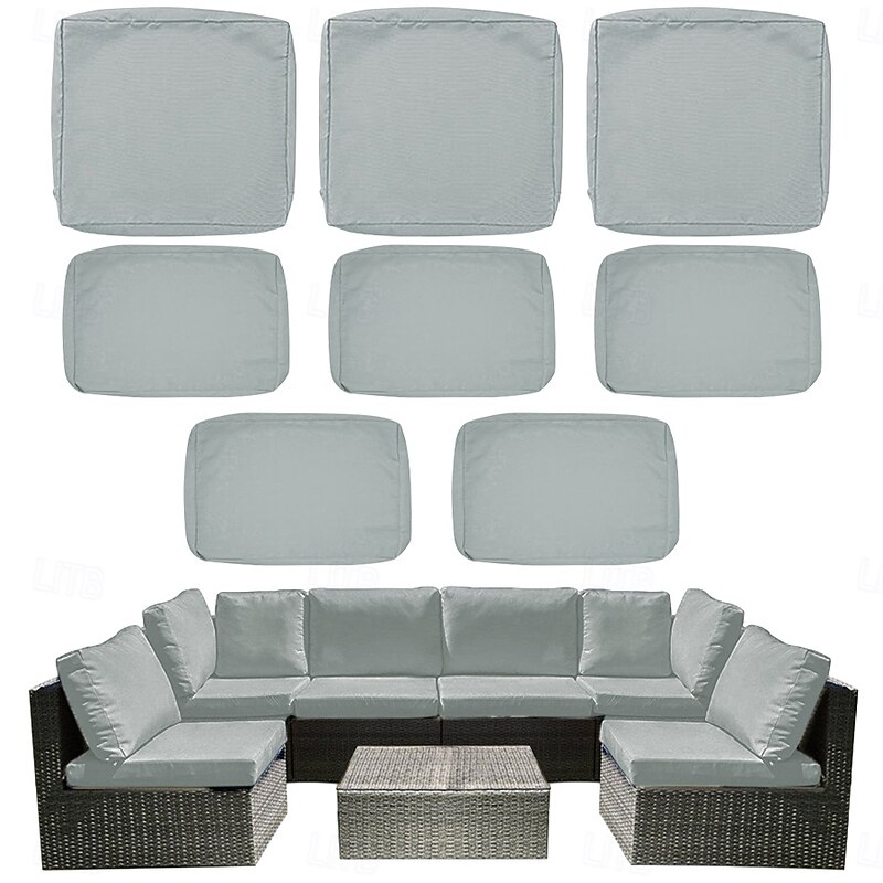 8pcs Outdoor Cushion Slipcovers Outdoor Patio Cushions Covers Replacement  Include 5 Backrests and 3 Cushions  Waterproof with Zipper for 3-Seat Rattan Sofa Patio Furniture Cushion Covers Covers Only4