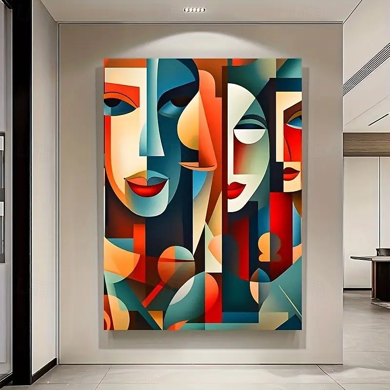 One Piece Modern Cubism Wall Art Canvas Frameless Abstract Geometric Painting Modern Artwork No Frame Required Suitable For Living Room And Bedroom Decoration4