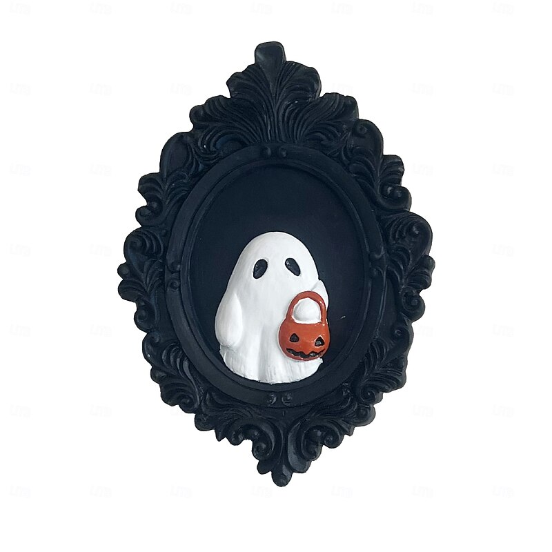 Halloween Gothic Trick or Treat Cute Ghost Wall Hanging, Resin Decoration for Spooky Home and Party Decor2
