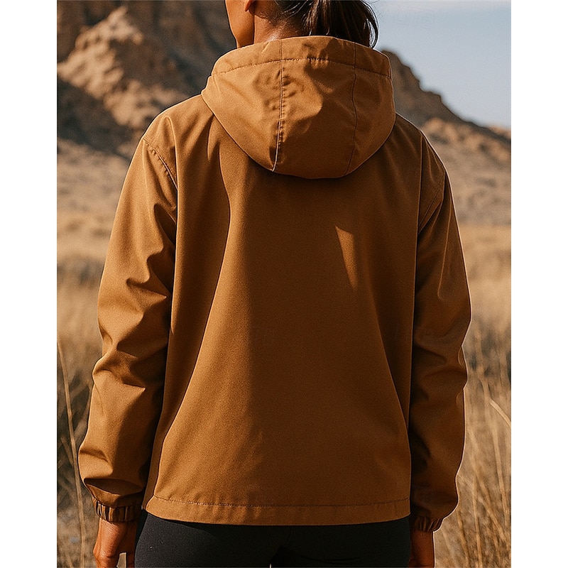 Women's Hiking Jacket Raincoat Sport Jacket Outdoor Waterproof Quick Dry Lightweight Breathable Hiking Outfits Hiking Clothes Spring Autumn / Fall Jacket Tennis Golf Running Solid Color Black Red2