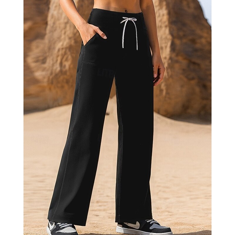 Women's Running Pants Sports Trousers Drawstring Pocket Bottoms Athleisure Sports Gym Breathable Pilates Running Yoga Regular Fit Sportswear Activewear Solid Colored Black Blue Grey4