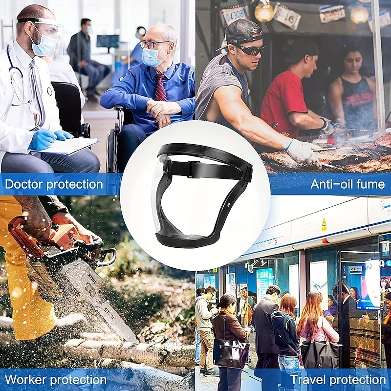 Full Face Protective Mask Adjustable Anti-fog Plastic Mask, Breathable Design, Suitable For Outdoor And Kitchen, Secure Closure - Ideal Gift For Family And Friends, Multifunctional Protective Mask2