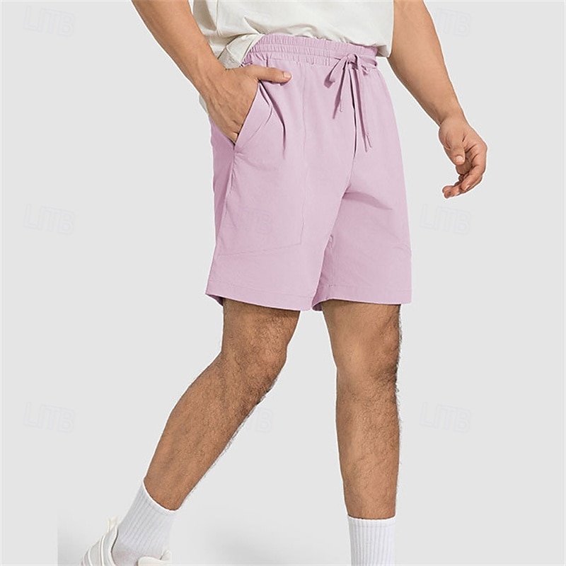 Men's Solid Colored Sports Shorts Tennis Shorts Drawstring Quick Dry Stretchy Moisture Wicking Breathable Tennis Golf Pickleball Shorts Black White Pink Tennis Clothing