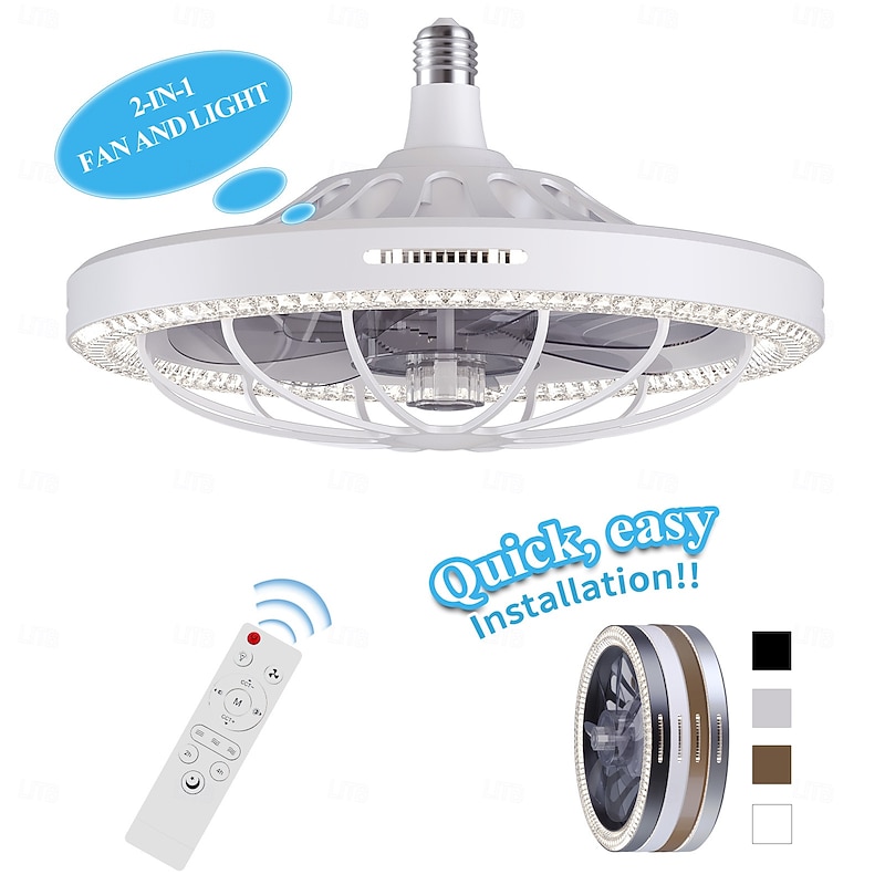 New Socket Fan Light with Remote,  Socket Ceiling Fan, Easy Clean, Flush Mount Ceiling Fans with Lights for Bedroom, Kids Room, Living Room
