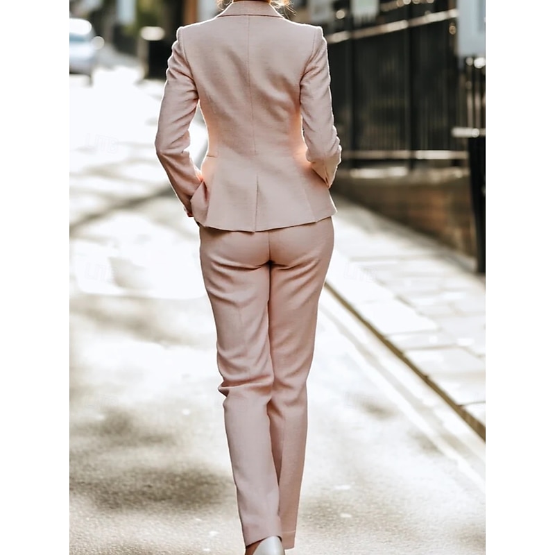 Women's 2 Pieces Suits Formal Wedding Guest Elegant Long Sleeve Ankle Length Peak Lapel Double Breasted3