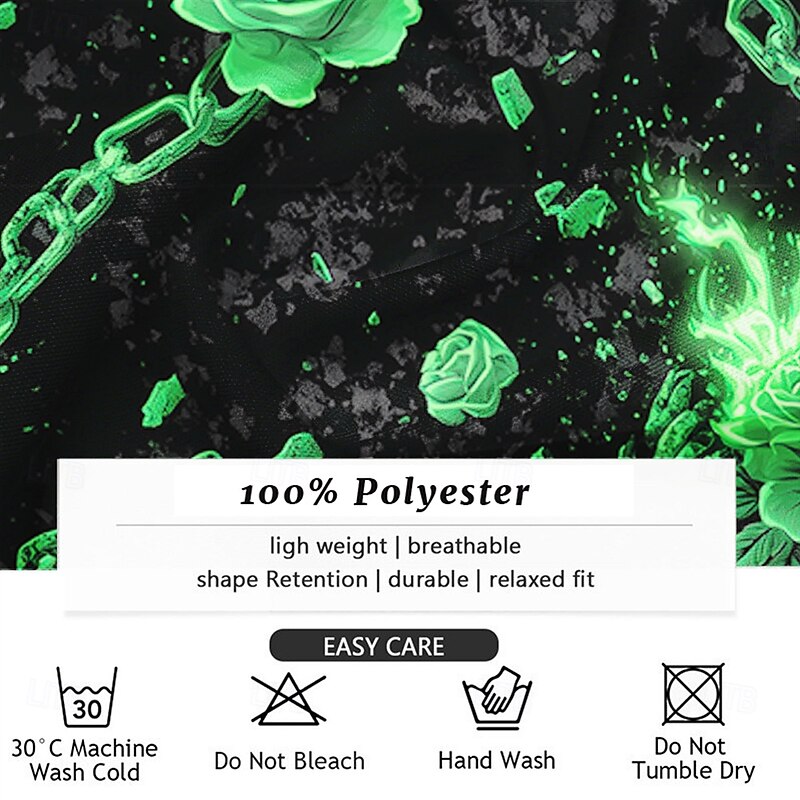 Men's Romantic Flame Rose Shirt Button Up Shirt Long Sleeve Dark Gothic Style Holiday Streetwear Summer Spring Turndown 3D Print Collared Shirts Red Blue Green4