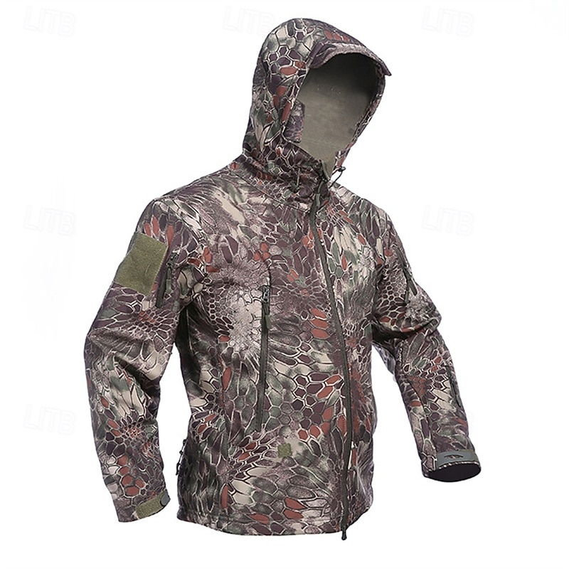 Men's Hiking Jacket Winter Coat Hiking Fleece Jacket Winter Outdoor Thermal Waterproof Windproof Winter Fleece Jacket Yellow Green Coffee