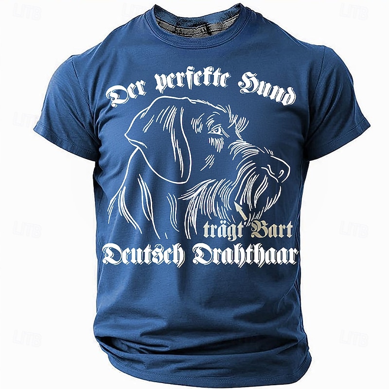 Mens German Wirehaired Pointer T-Shirt - Short Sleeve 'The Perfect Dog Wears a Beard' Hunter Dog Lover Graphic Tee3