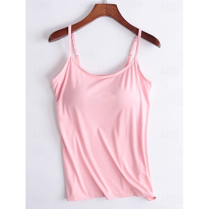 Women's Camisole Tank Top Solid Color Daily Casual Sleeveless Strap Regular Tops Daily Black White Pink Purple Fuchsia Summer3
