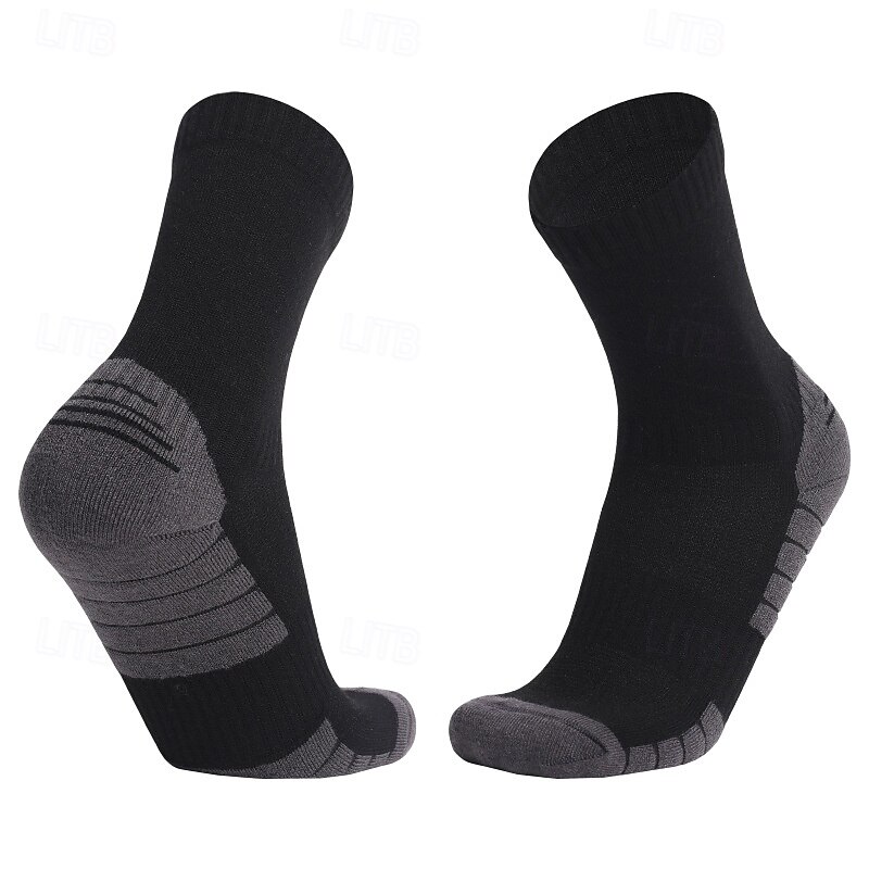 1 Pair Men's merino wool socks Hiking Socks Running Socks Sports Socks Thermal Warm Breathable Anti Blister Sweat-Wicking Winter Outdoor quarter crew Patchwork Wool Dark Grey Black Light Grey for4