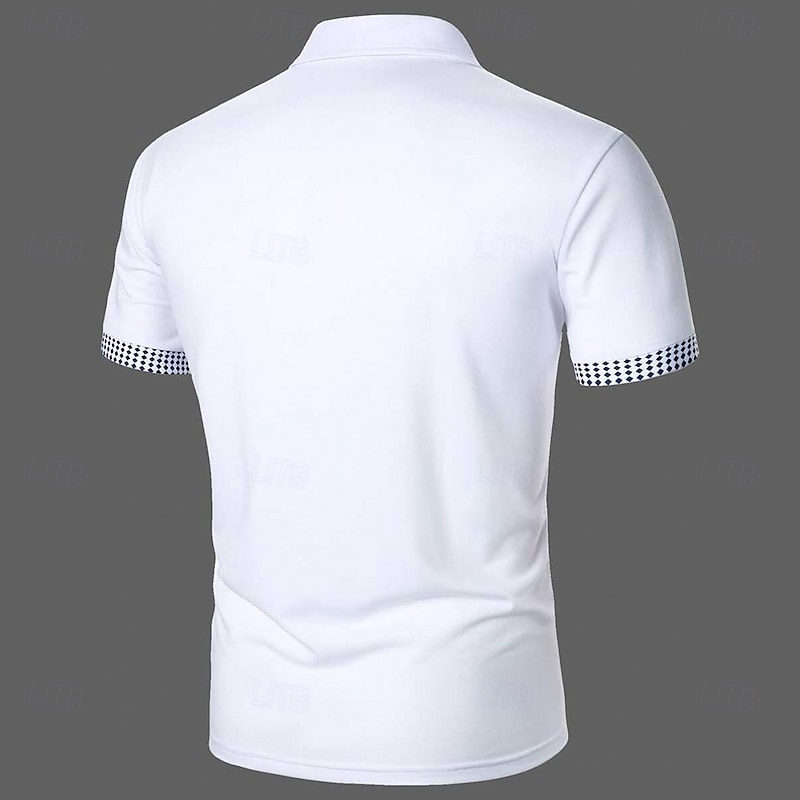 Men's Graphic Zip Polo Short Sleeve Polo Collar Modern Casual / Sporty Sports & Outdoor Athleisure Casual Daily Zipper 3D Print Summer White3