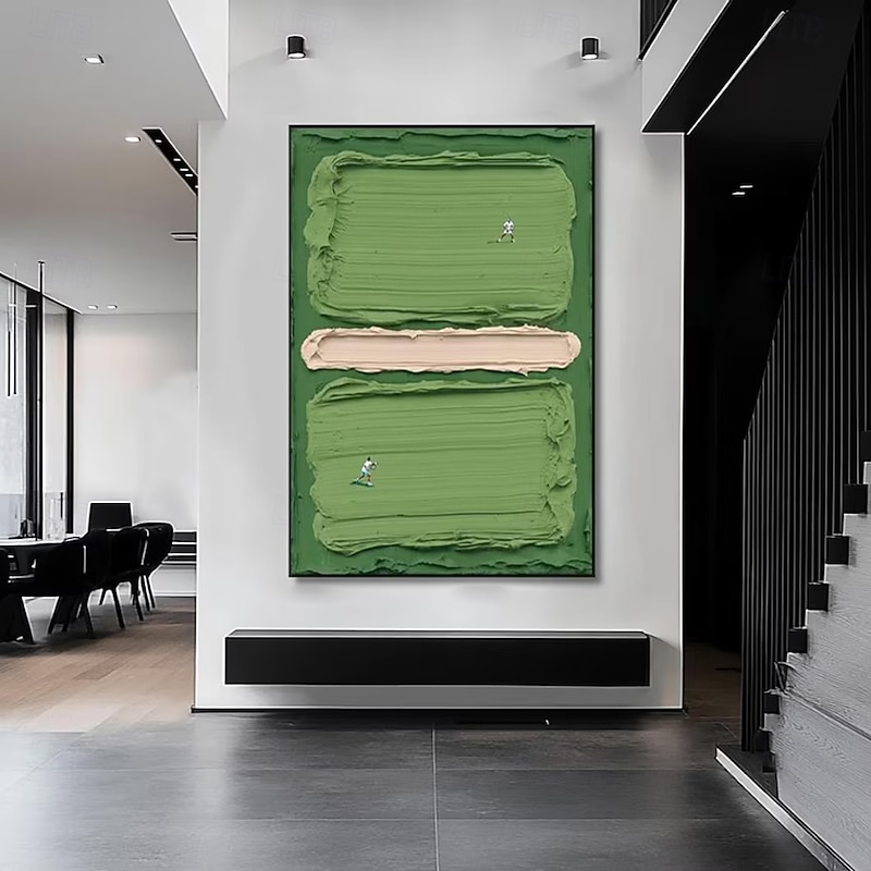 Mintura Hand Painted Green Tennis Court Oil Paintings on Canvas Modern Abstract 3D Textured Wall Art Picture For Home Decoration Ready To Hang With Stretched Frame3
