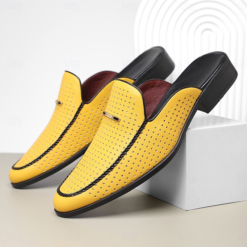 Men's Yellow Perforated Slip-On Loafers – Bold Color with Breathable Design, Lightweight and Stylish for Summer Outings, Driving and Casual Office Looks2