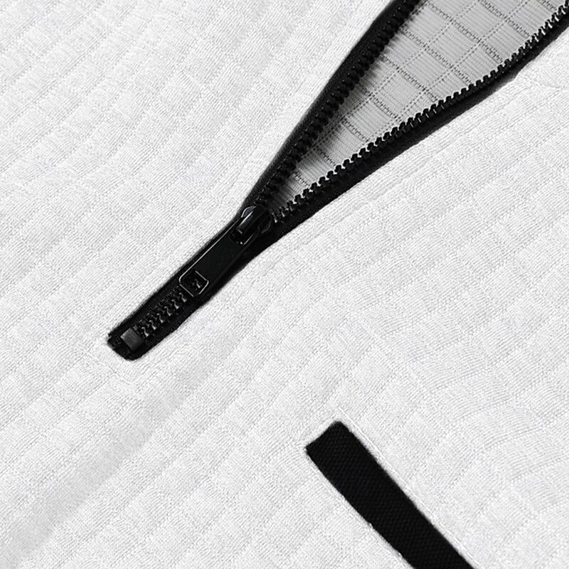 Men's Waffle Polo Shirts Zip Polo Casual Holiday Quarter Zip Short Sleeve Fashion Basic Plain Quarter Zip Summer Spring All Seasons Black White Navy Blue Orange Waffle Polo Shirts3