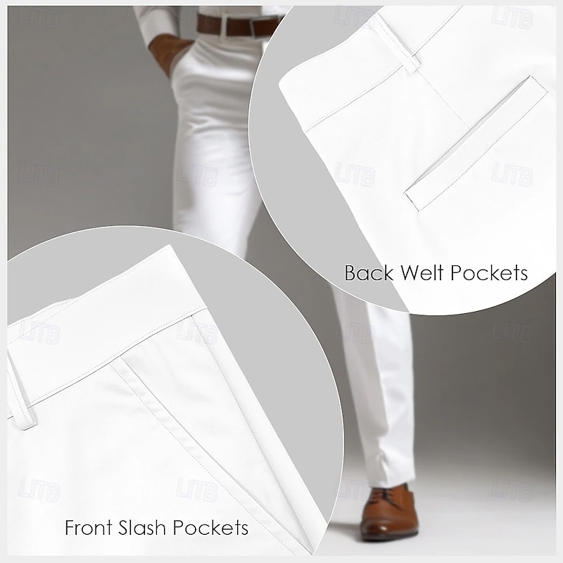Men's American US Flag Patriotic Dress Pants Trousers Casual Pants Mid Waist Classic Casual Holiday Slim Fit Pants with Pockets Spring Fall 3D Print White3