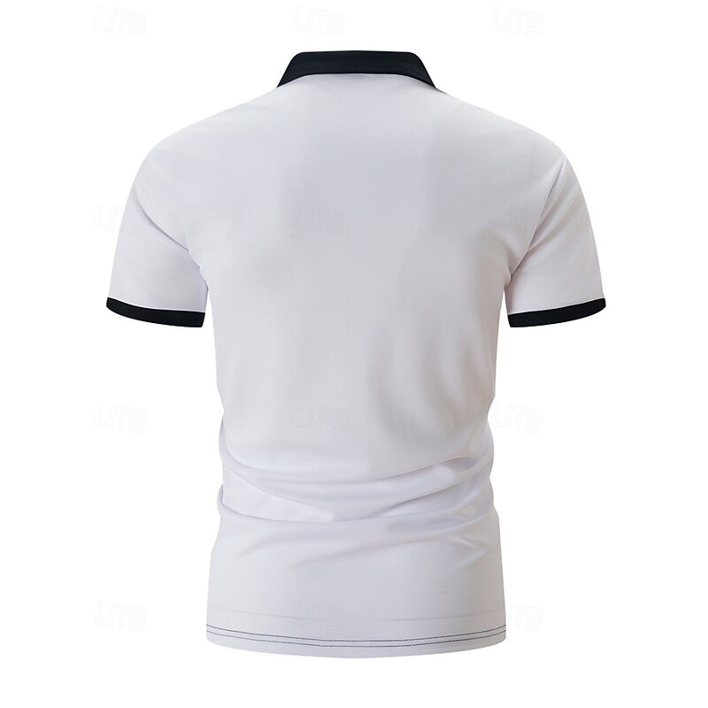 Men's Golf Shirt Golf Polos Shirts Work Casual Lapel Short Sleeve Basic Modern Striped Buttons Summer Regular Fit White Pink Red Royal Blue Green Khaki Golf Shirt4