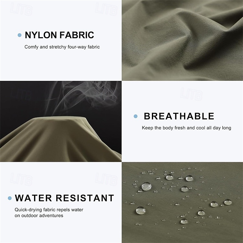 Men's Cargo Shorts Shorts Summer Shorts Elastic Waist Multi Pocket Plain Comfort Wearable Knee Length Outdoor Sport Daily Fashion Casual Black Khaki4