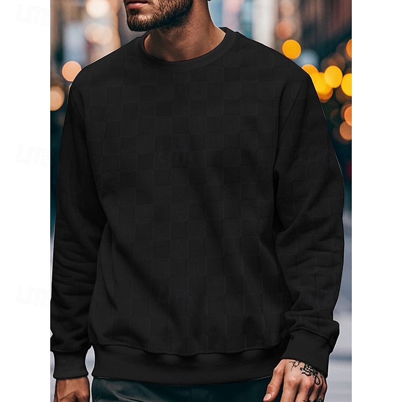 Men's Sweatshirt Pullover Black White Khaki Gray Crew Neck Plain Embroidery Textured Sports & Outdoor Casual Daily Streetwear Cool Designer Spring &  Fall Clothing Apparel Hoodies Sweatshirts  Long3