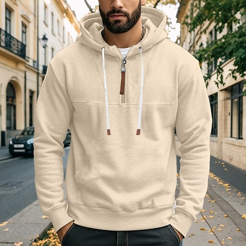 Men's Hoodie Zip Sweatshirt Fleece Hoodie Apricot Wine Red Black White Navy Blue Hooded Plain Zip Up Sports & Outdoor Casual Daily Streetwear Cool Sportswear Fall & Winter Clothing Apparel Hoodies4