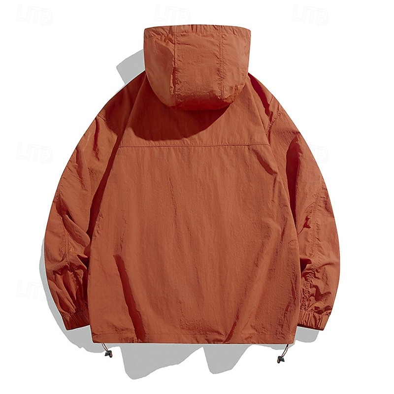 Men's Running Jacket Outdoor Jacket Full Zip Long Sleeve Outerwear Athletic Solid Colored Sun Protection Quick Dry Lightweight UV Cooling Tennis Golf Running Sportswear Activewear Black Yellow Purple4