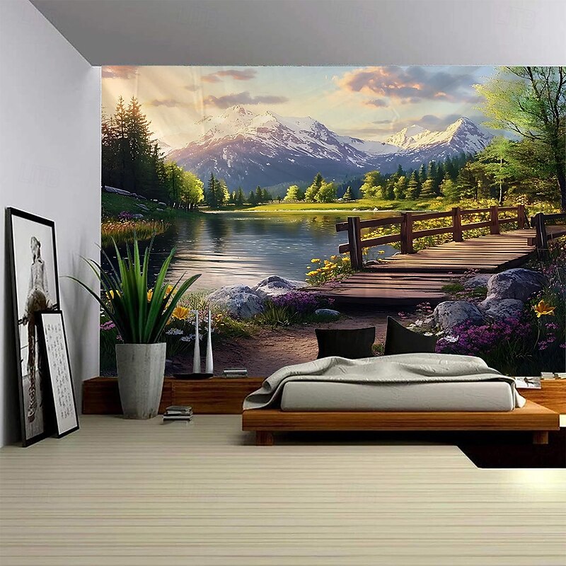 Natural scenery waterfalls forests tapestries decorative art blankets curtains hanging home bedrooms living rooms decoration