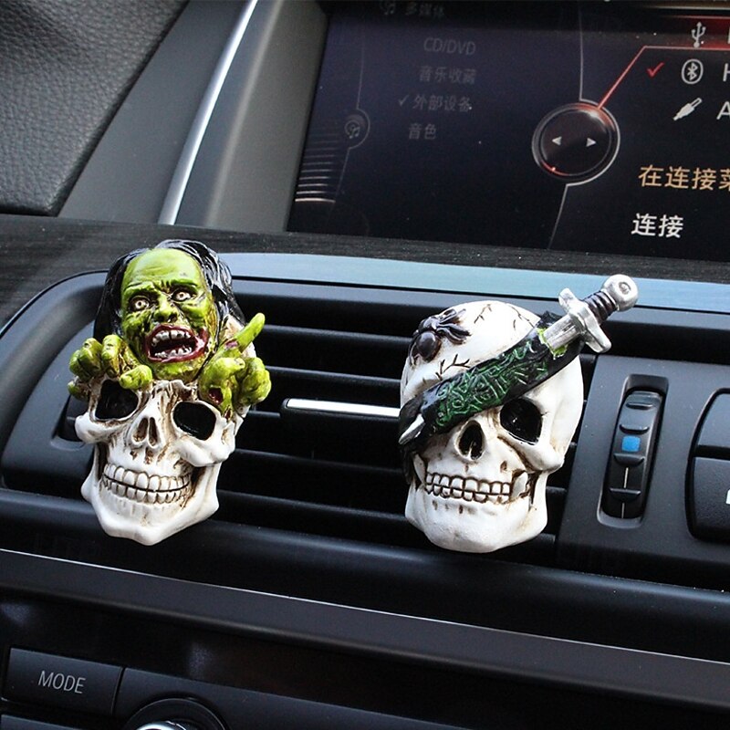 2pcs Halloween Zombie Skeleton Car Air Freshener Clips, Creative Fragrance Vent Decorations for Car Dashboard and Interior Halloween Decor - Main Image