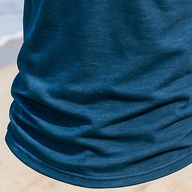 Men's Henley Shirt Tee Henley Top Short Sleeve Solid Color Plain Vacation Fashion Designer Color Block Buttons Henley Outdoor Casual Daily Summer All Seasons Black Navy Blue Blue Henley T-Shirt3