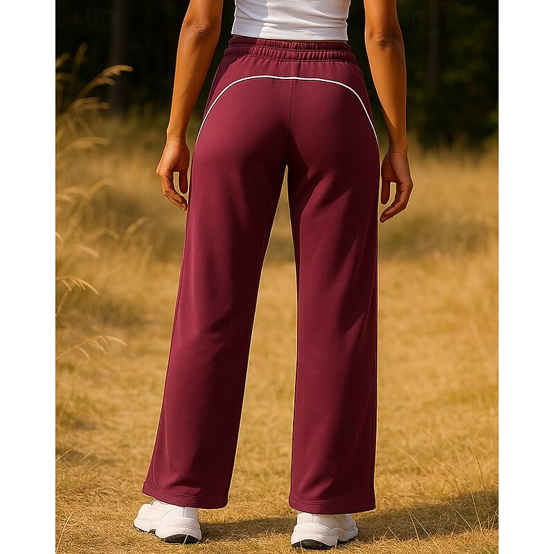 Women's Joggers Sweatpants Running Pants Patchwork Pocket Pants / Trousers Outdoor Sports & Outdoor Casual Tennis Golf Running Regular Fit Sportswear Activewear Stripes Black Pink Wine2