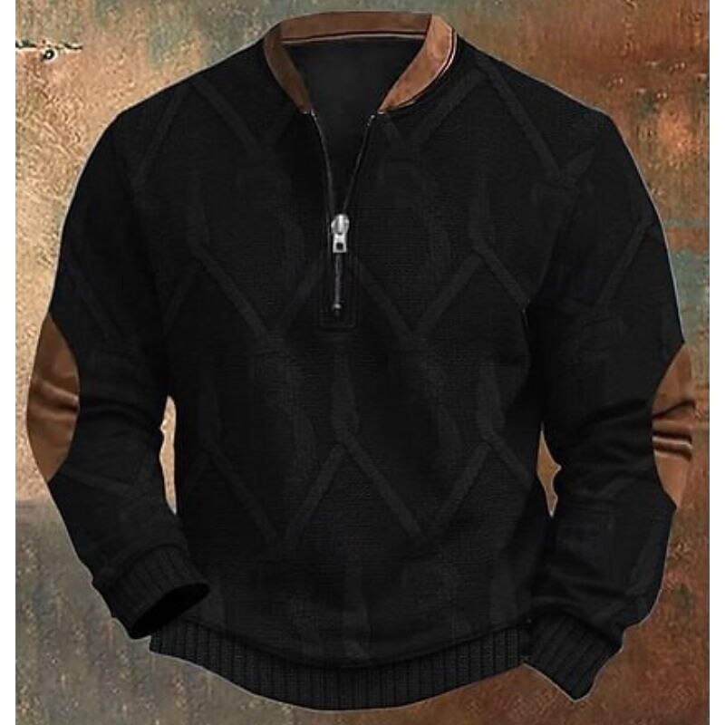 Men's Sweatshirt Quarter Zip Sweatshirt Black Brown Half Zip Color Block Half Zip Print Ribbed Sports & Outdoor Daily Holiday Polyester Vintage Streetwear Casual Fall & Winter Clothing Apparel Hoodies2