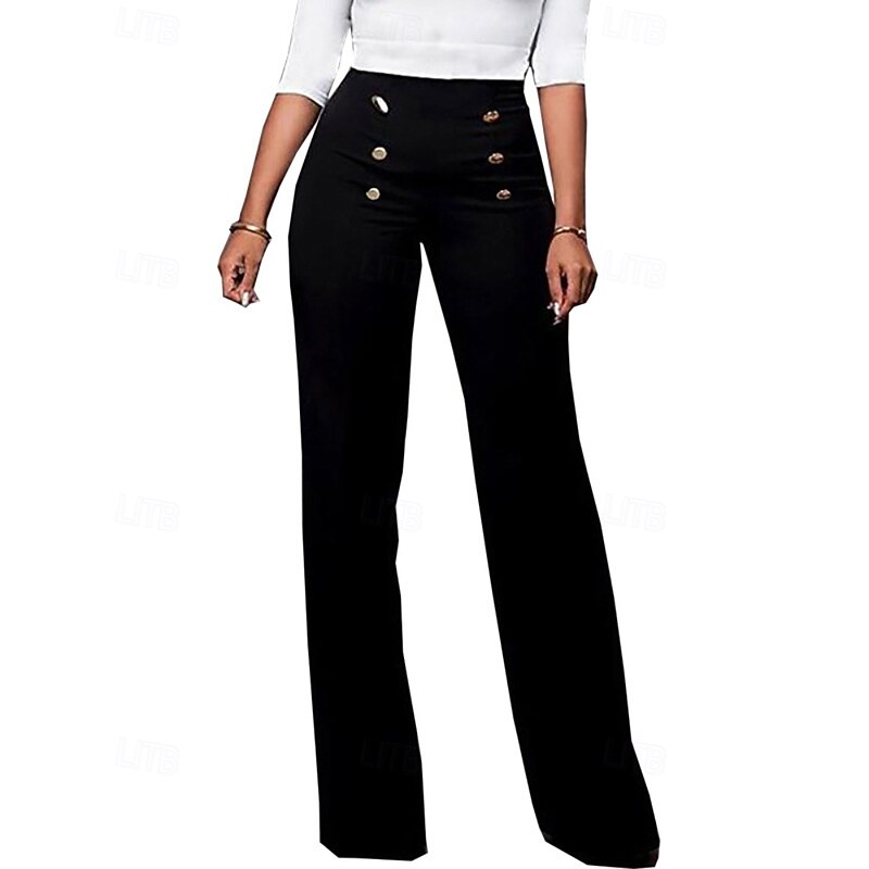 Women's Wide Leg Slacks Streetwear Casual Full Length Natural Plain Elastic Waist Outdoor Comfortable Vacation Going out claret Black White Blue Fall Regular Fit