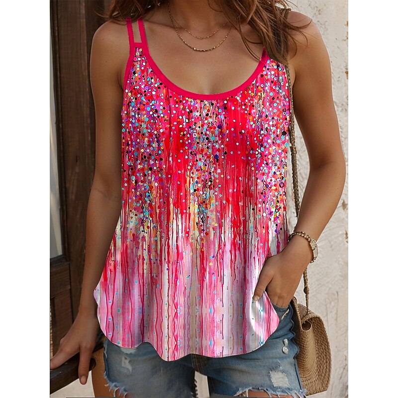 Women's Camisole Tank Top Ombre Floral Graphic Vintage Stylish Sleeveless Scoop Neck Regular Tops Daily Holiday Print Yellow Red Blue Purple Green Summer Spring