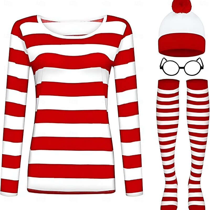 Where's Wally Costume Storybook Characters Movie Cosplay for Women's Girls' Kids Adults' Halloween Performance Educational Dress Up School Event2