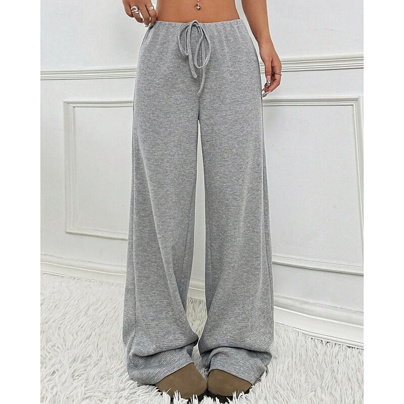 Women's Slacks Pants Trousers Streetwear Casual Full Length Natural Striped Elastic Drawstring Design Comfy Outdoor Comfortable Outdoor Vacation Holiday Brown / White White-Blue Black and White Black