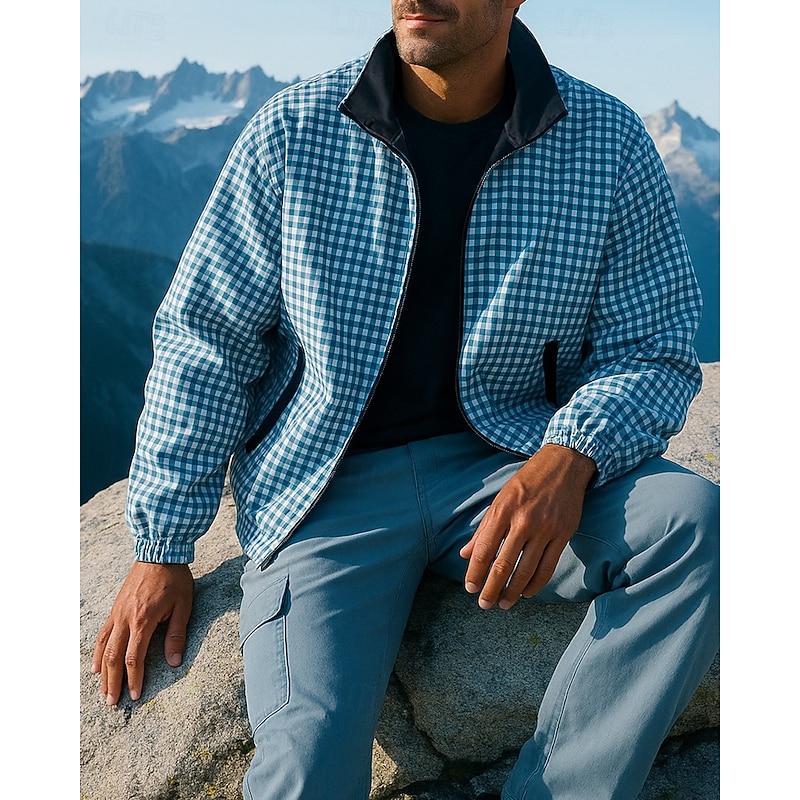 Men's Outdoor Jacket Hiking Jacket Outdoor Sun Protection Breathable Quick Dry Lightweight Hiking Outfits Hiking Clothes Spring Autumn / Fall Jacket Tennis Golf Running Solid Color Yellow Navy Blue