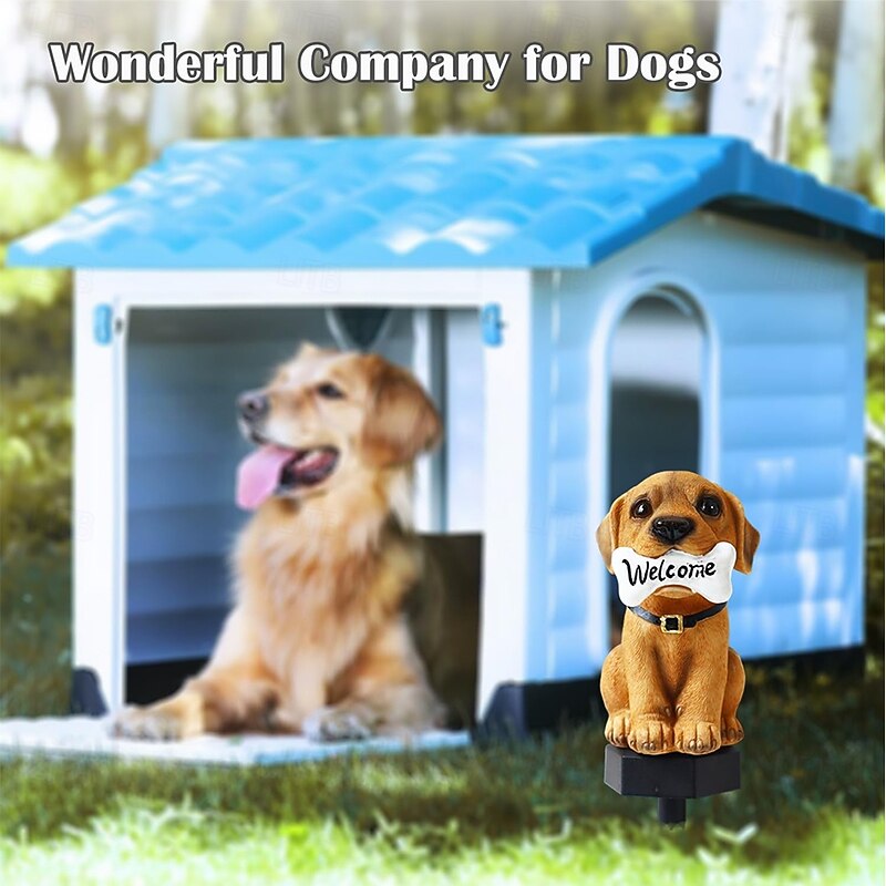 Solar Powered Dog Statue Garden Lights for Yard and Garden Cute Puppy Welcome Waterproof Outdoor Garden Art for Patio Lawn for Halloween3