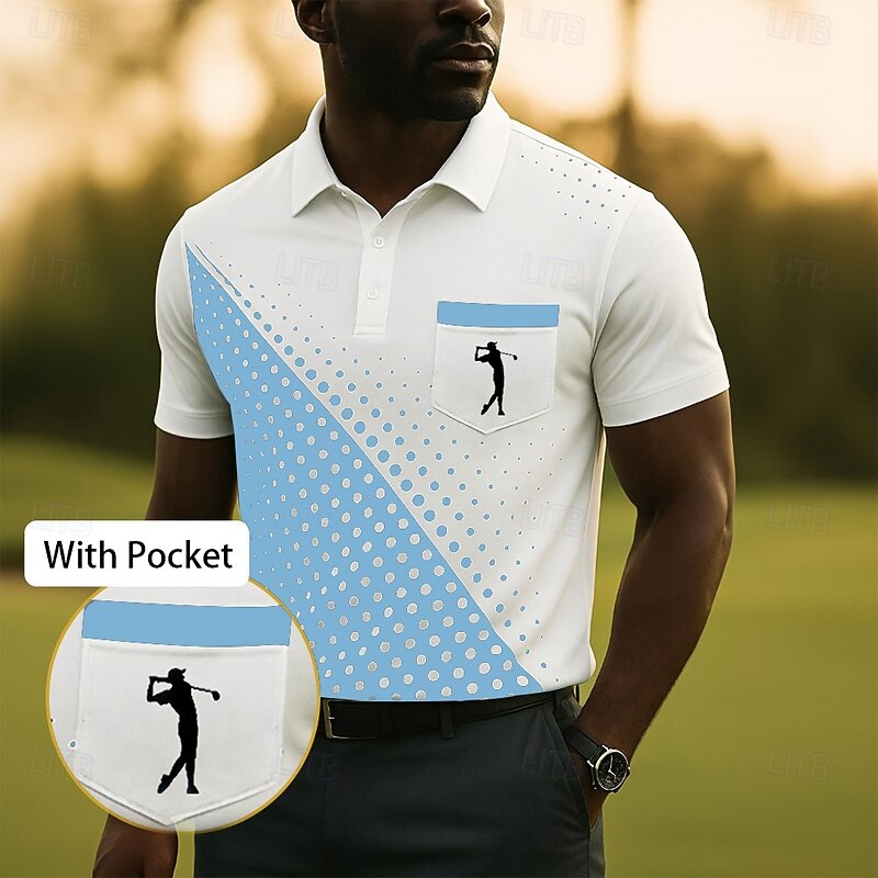 Men's Geometric Golf Sports Polo Shirts Short Sleeve Polo Shirts Collared Shirts Business Casual Outdoor Athleisure Daily Wear 3D Print Summer Blue Purple Green4