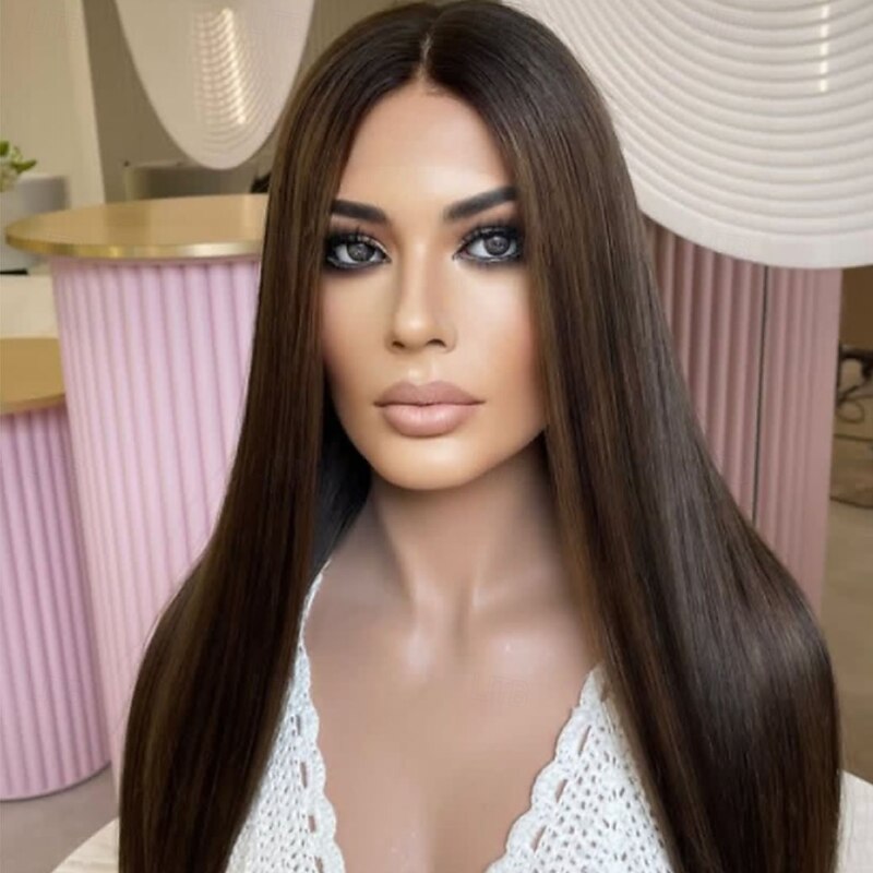 Remy Human Hair 5x5 Closure 13x4 Lace Front Wig Middle Part Brazilian Hair Straight Auburn Wig 130% 150% Density with Baby Hair 100% Virgin Glueless Pre-Plucked For Women Long Human Hair Lace Wig3