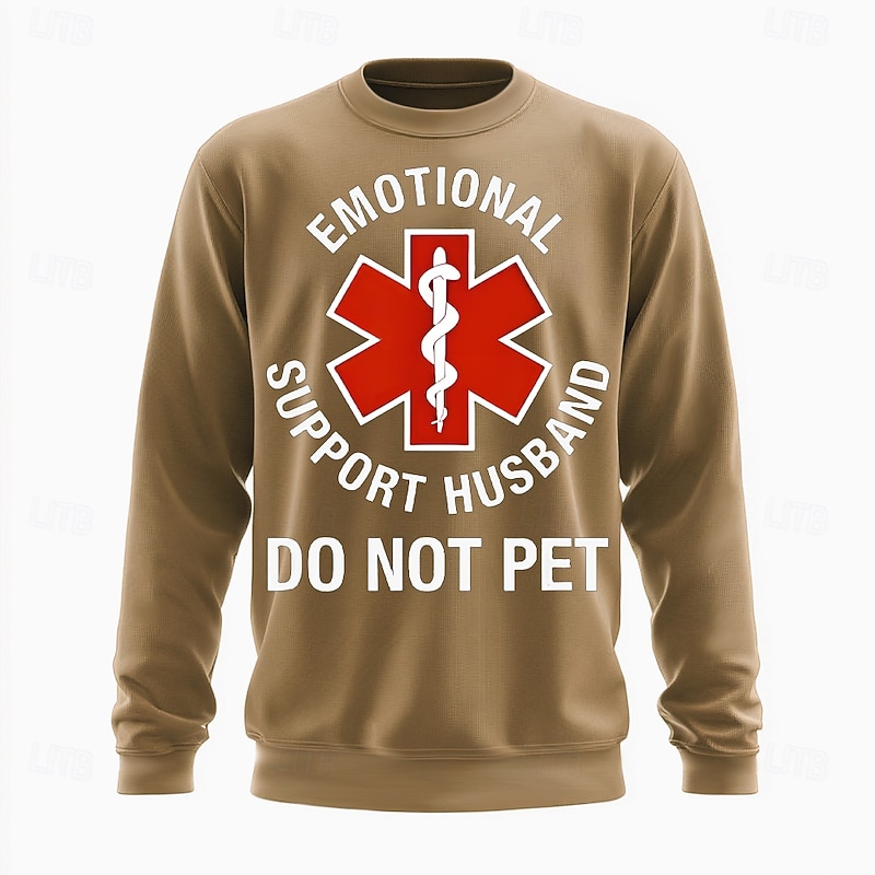 Mens Funny Emotional Support Husband Crewneck Sweatshirt Do Not Pet2