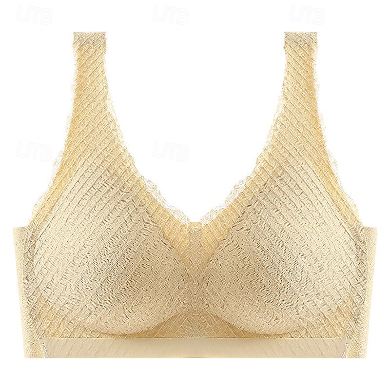 Women's Lace Lingerie Bra RacerbackNightwearNylon Casual Daily Solid Colored Black Champagne Yellow Red Blue Spring & Summer4