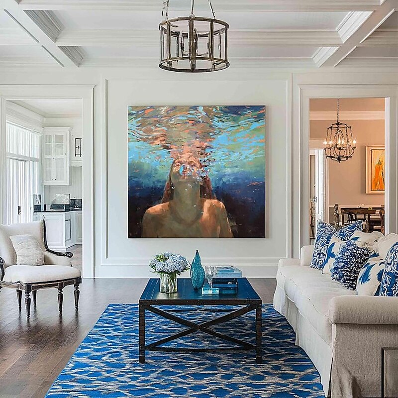 Handmade Oil Painting Canvas Wall Art Decoration Modern Portrait Person Swimmer for Home Decor Stretched Frame Hanging Painting/Rolled Frameless Unstretched Painting2