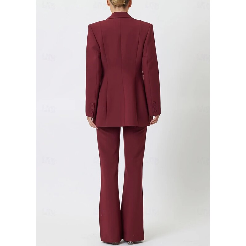 Women's 2 Pieces Suits Formal Wedding Guest Elegant Minimalist Casual Long Sleeve Floor Length Peak Lapel Single Breasted3