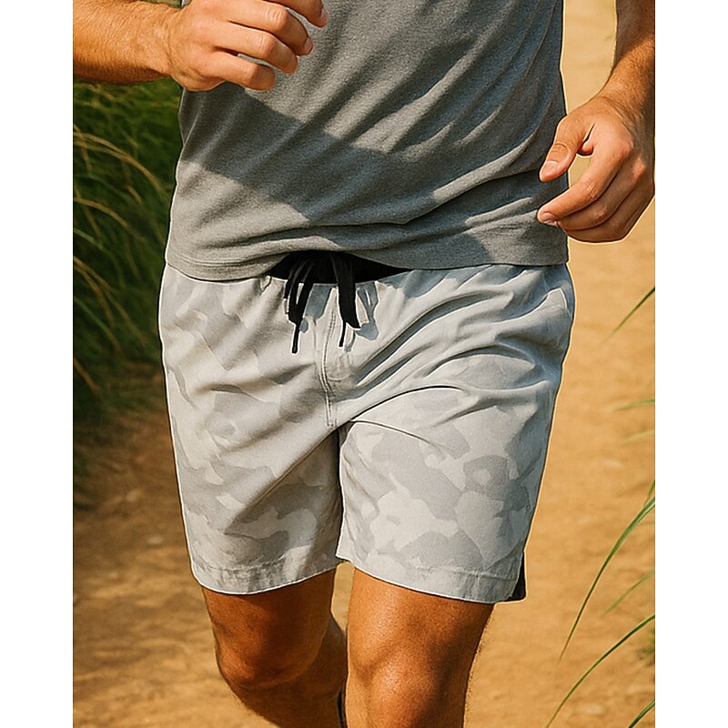 Men's Running Shorts Pocket Shorts Sports & Outdoor Casual Breathable Quick Dry Lightweight Tennis Golf Running Regular Fit Sportswear Activewear Camouflage Black Light Grey Gray3