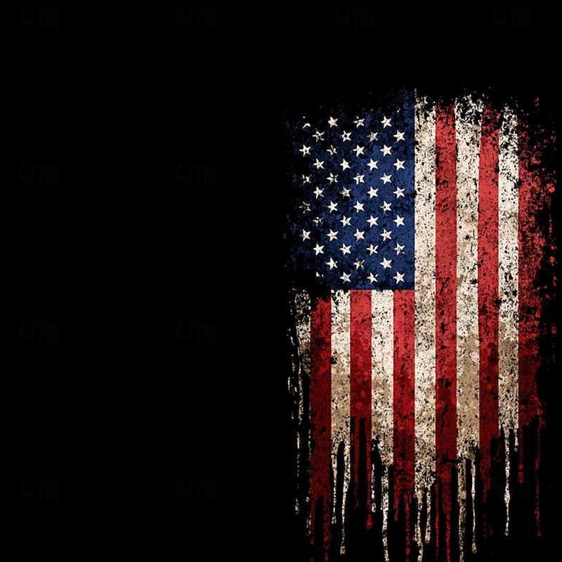 American Independence Day Men's American US Flag Zip Polo Shirts Short Sleeve Polo Shirts Collared Shirts Casual Athleisure Daily Wear 3D Print Summer Black Blue3