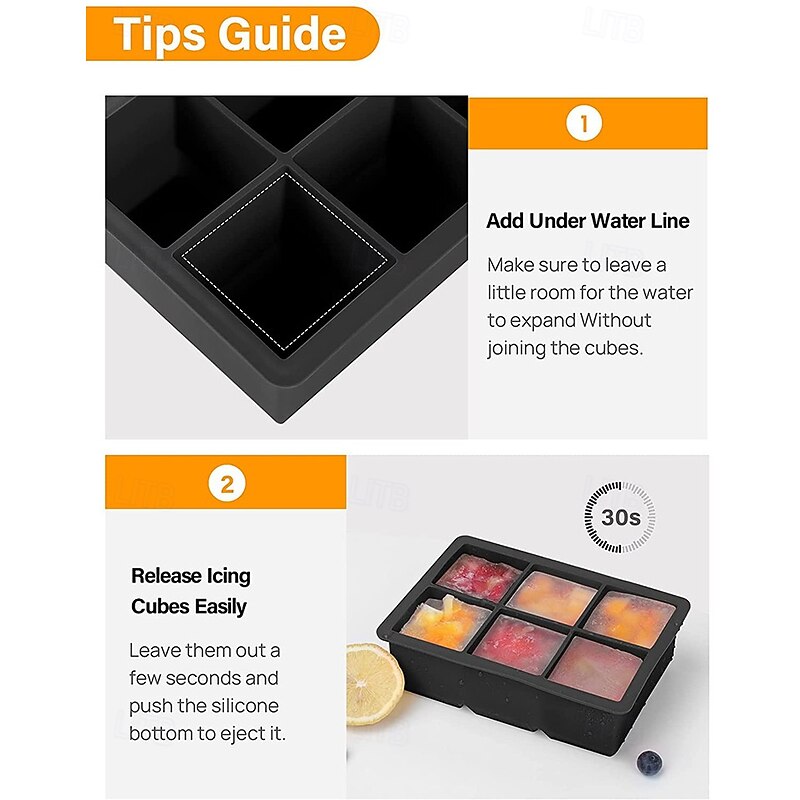 Silicone Ice Cube Tray with Lid, Square Ice Ball Mold Maker for Whiskey, Cocktails, Bars & Parties, Easy-Release Freezer Ice Box for Drinks2