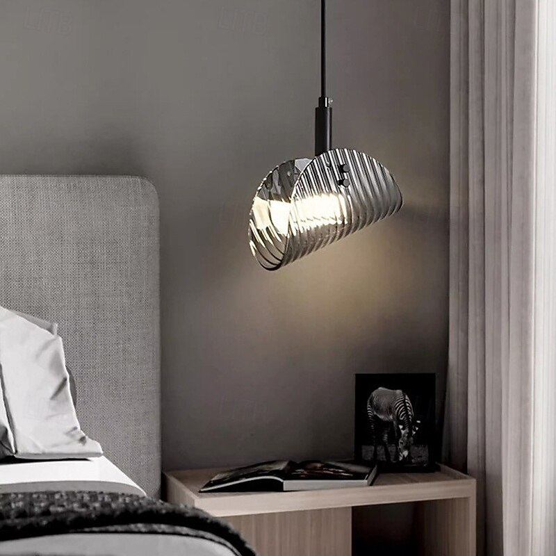 Modern Style Hanging Light Creative Personality Metal Glass Pendant Lamp Lampshade,Bedroom Living Room Decoration Lighting Fixtures2